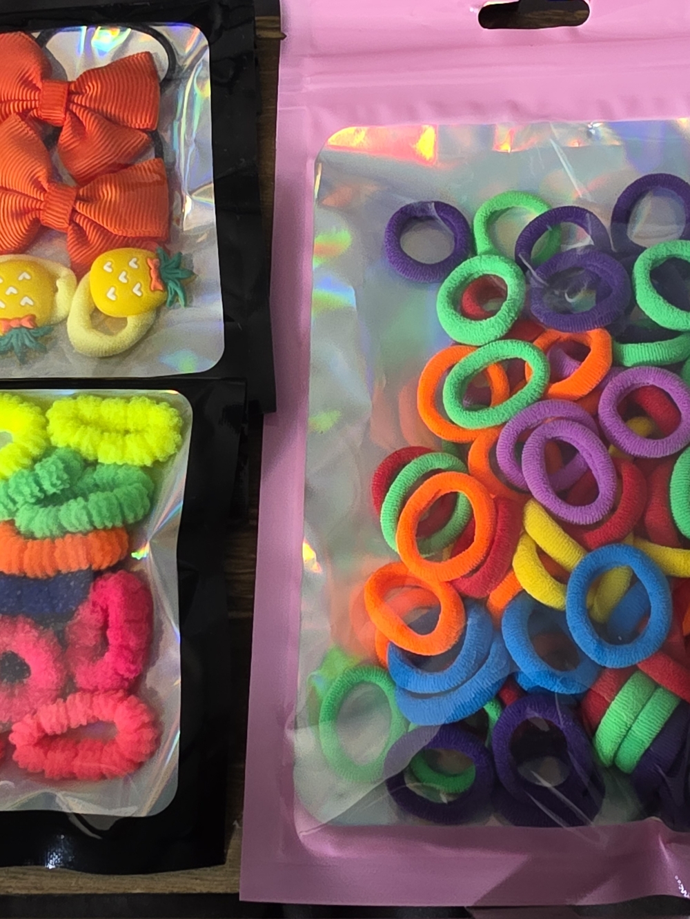 Bright Multicolor Kids Hair Elastics Set - Neon & Jewel Tones